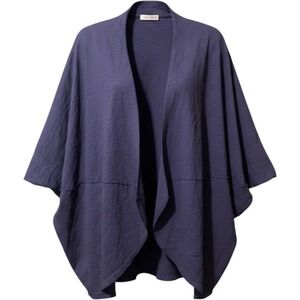 Cotton Lani Cardigan Wrap Womens Large Navy Slub Knit Open Front New Oversized